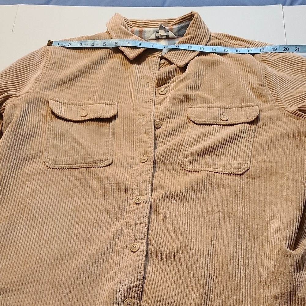 Three Dots Womens Tan Corduroy Chic Lined Button-Up Cord Jacket EUC Large - Picture 6 of 12
